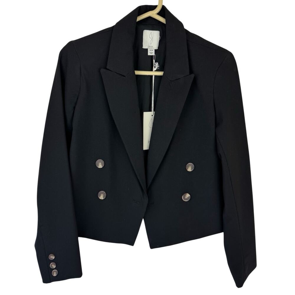 NWT Joie Cropped Double Breasted Blazer Suit Jacket Black Sz Medium